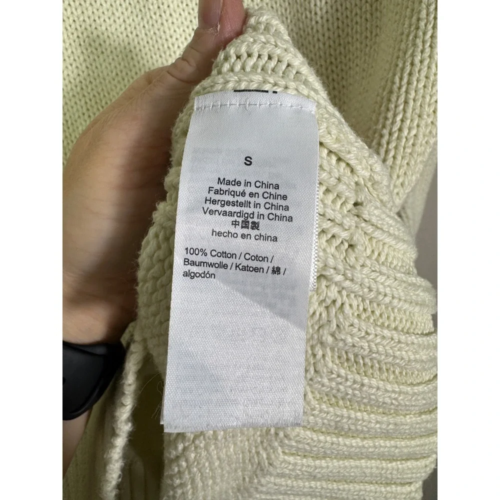 J.Crew Women's 1988 Rollneck Cotton Sweater Size S Cream Fisherman Quiet Luxury